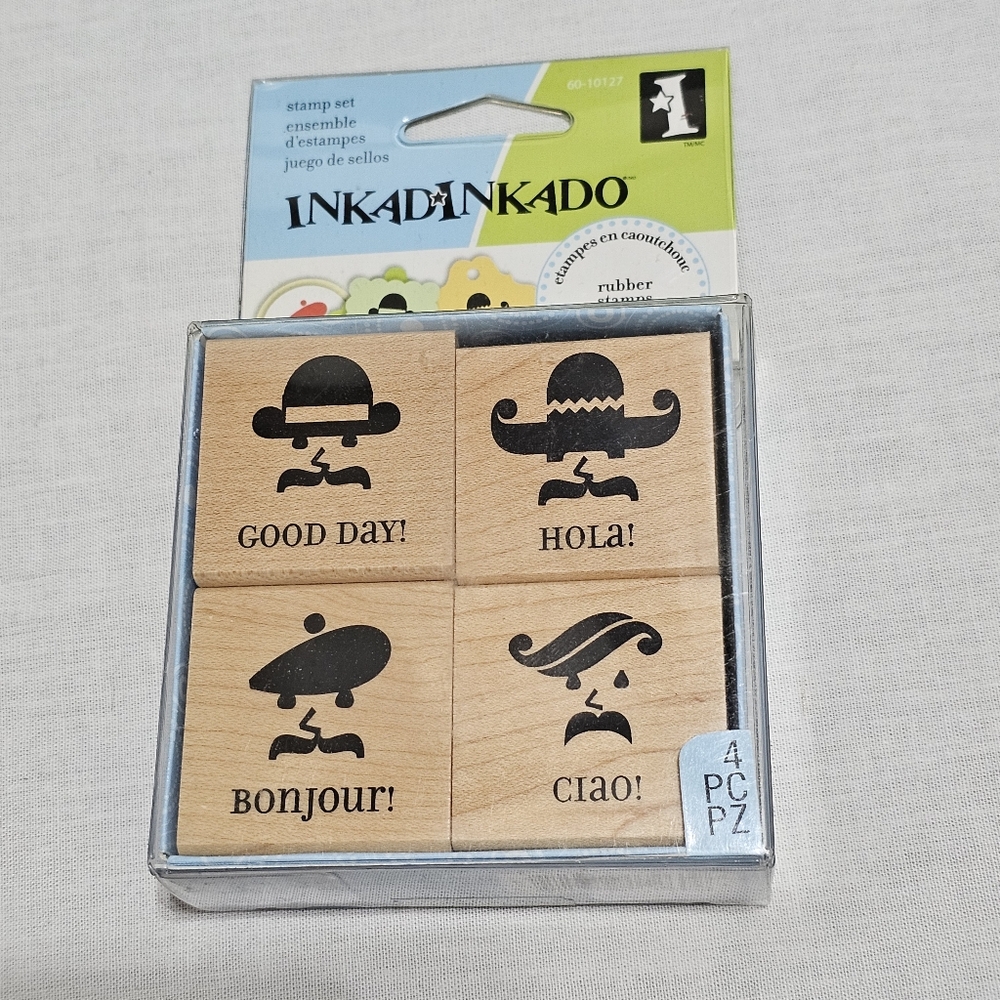 Inkadinkado Hello Wood Mounted Stamp Set - #60-10127-4 Stamps-Dated 10-28-2013